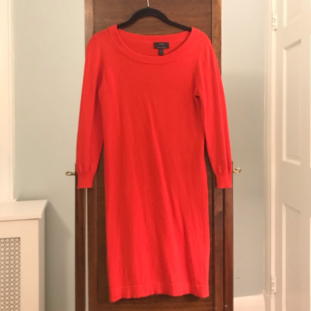 Orange cashmere sweater dress